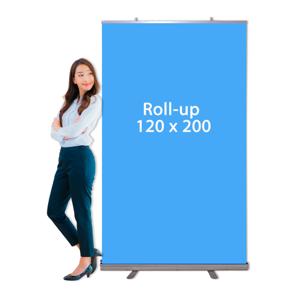 Roll-up banner retrátil 120x200 para coletivas de imprensa