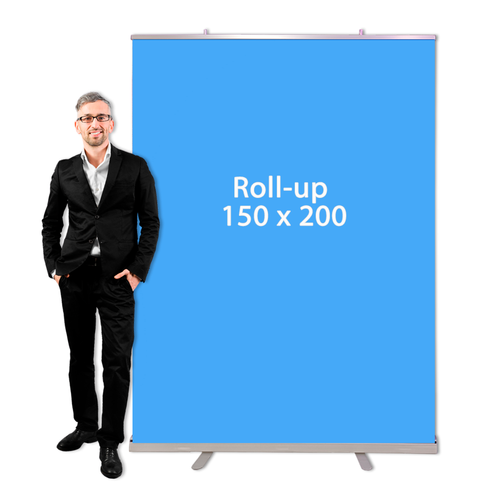 Roll-up banner retrátil 150x200 para palcos e eventos