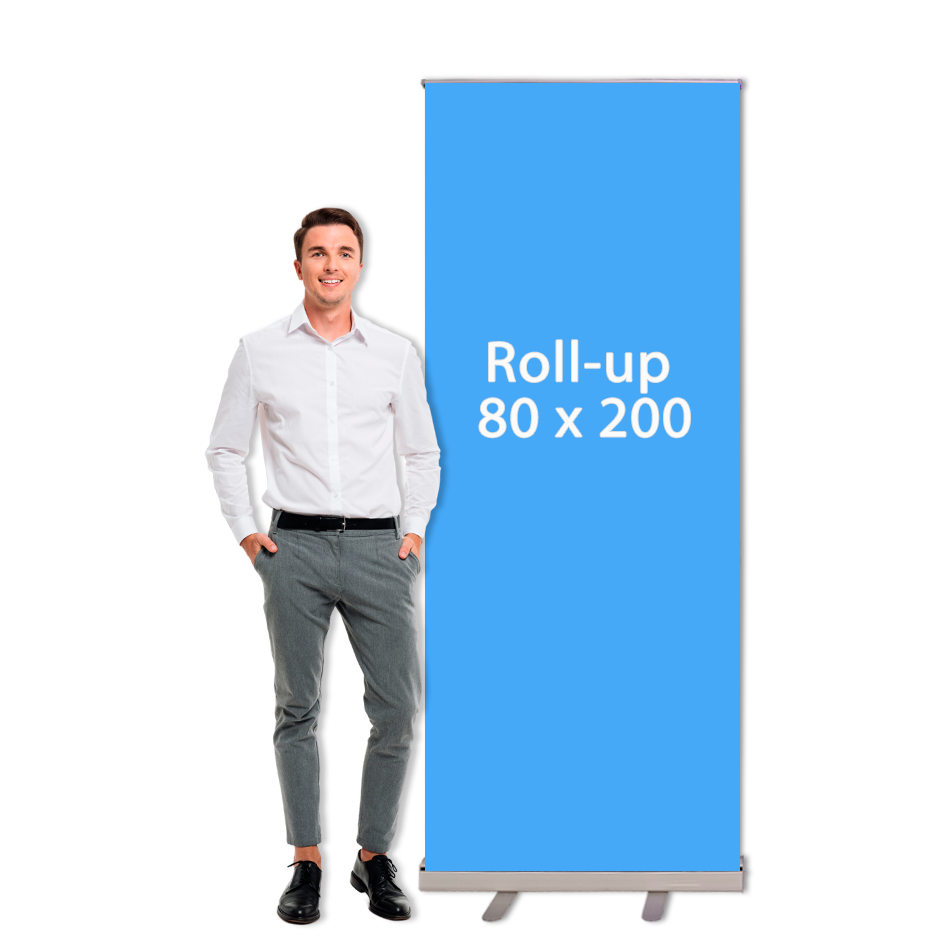 Roll-up banner retrátil 80x200 para eventos corporativos em São Paulo