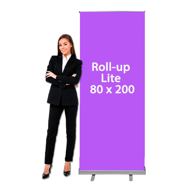 Roll-up banner retrátil LITE 80x200 para promoções indoor