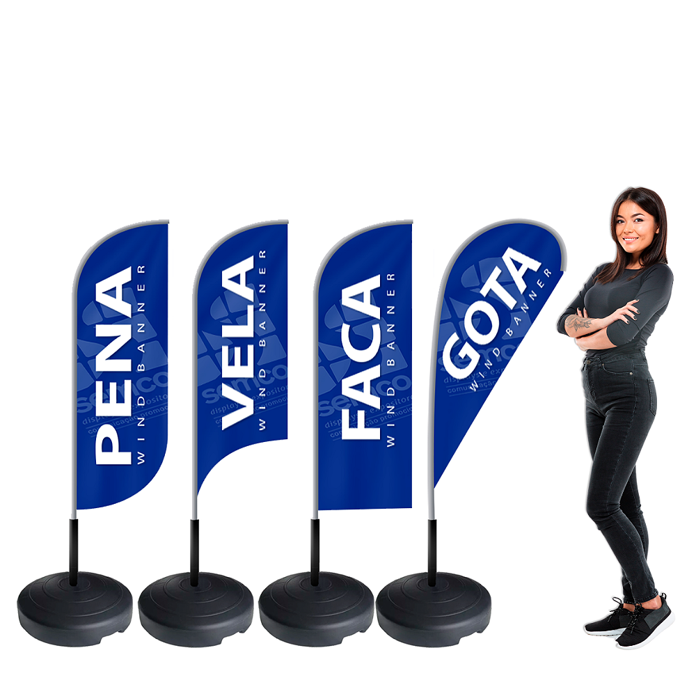 Wind Banner 1,5 metro compacto para promoção em calçadas