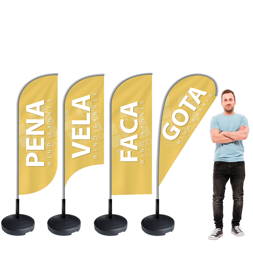 Wind Banner 2 metros para propaganda em fachadas de lojas
