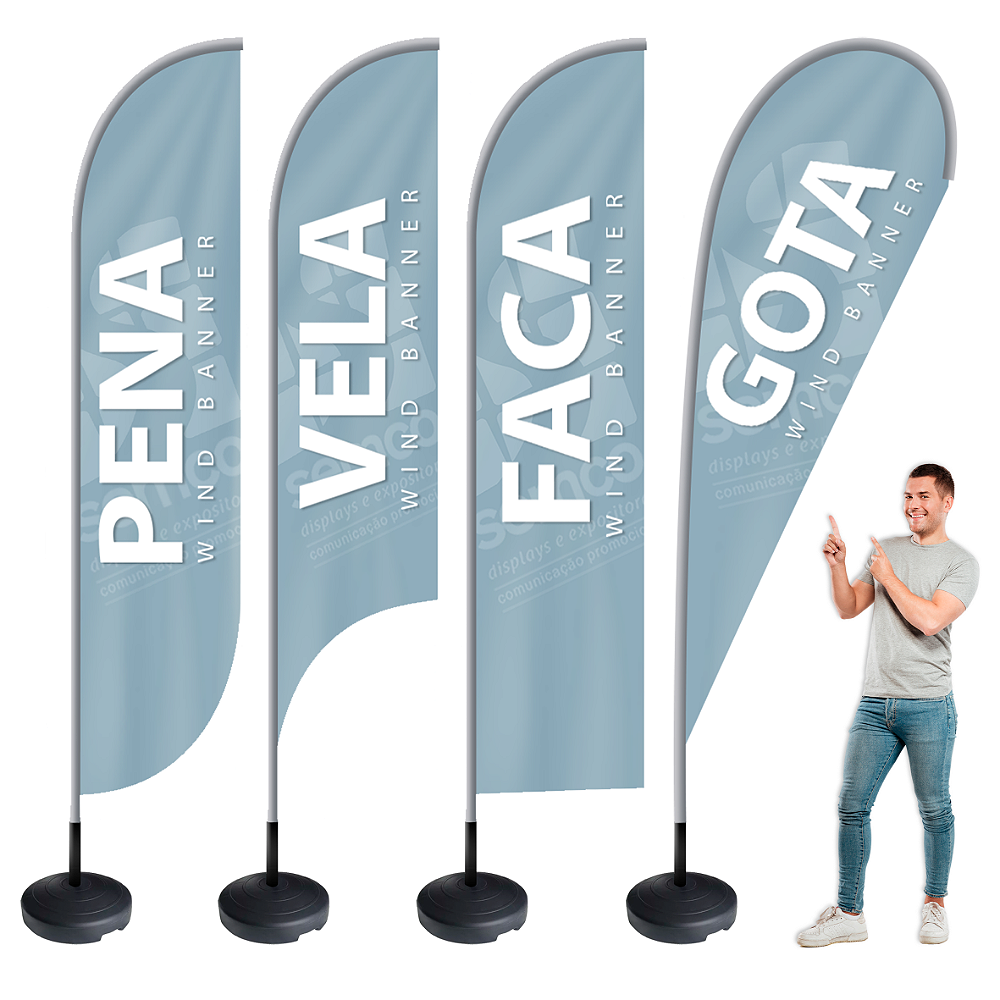 Wind Banner 3,5 metros gigante para máxima visibilidade em feiras