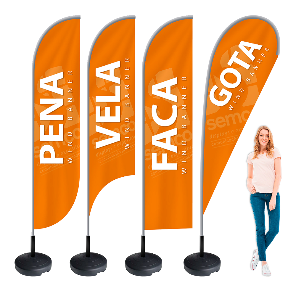 Wind Banner 3 metros para eventos esportivos e feiras em São Paulo