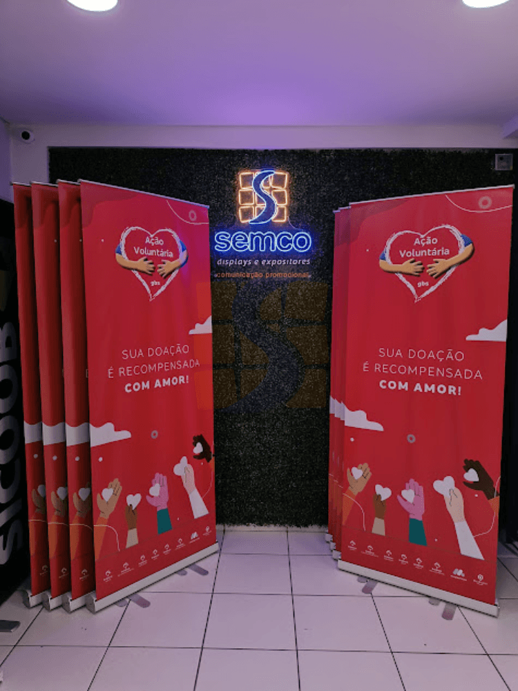 Exemplo de banner portátil para exposição promocional