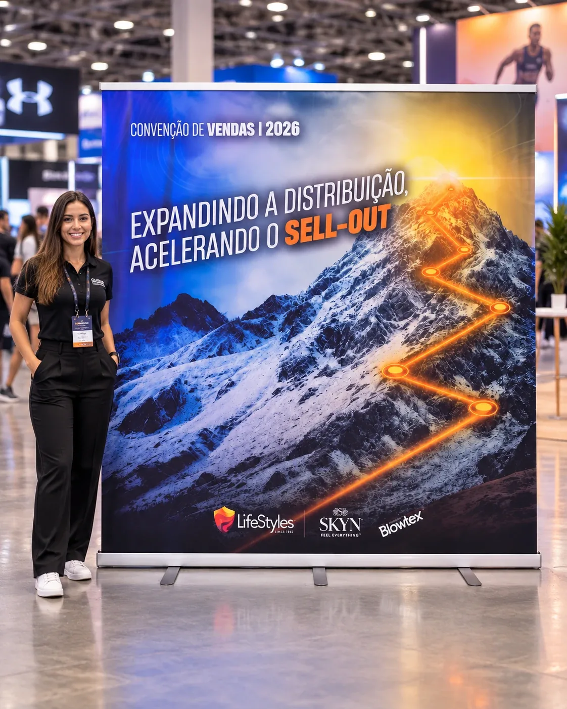 Painel backdrop retrátil 200x200 em feira